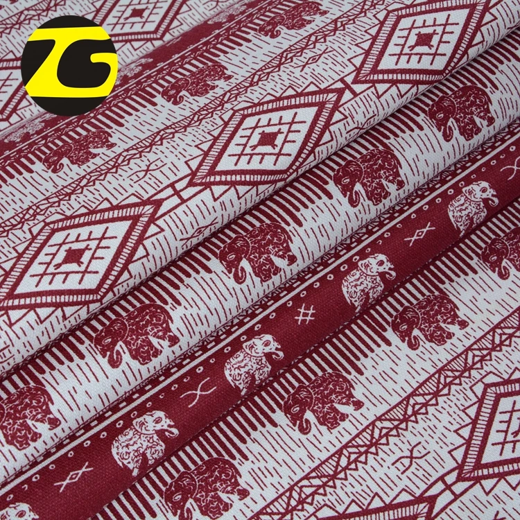 TC polyester cotton printed elephant canvas fabric wholesale for fashion pattern bag