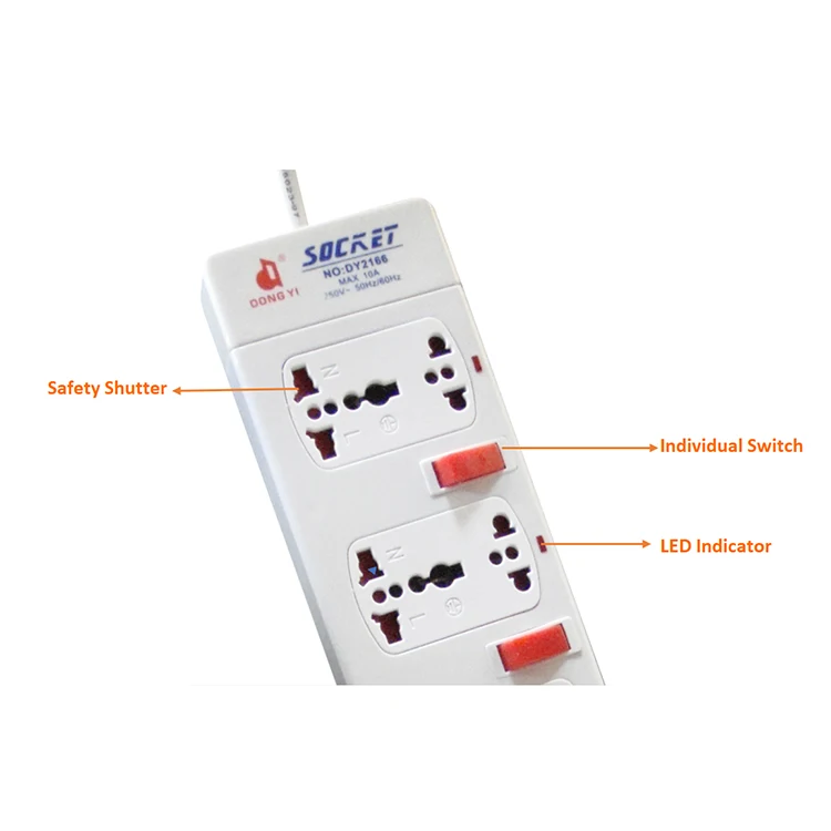 Plug Socket Multi Outlet Power Strip Outlet Extension Socket With Six Switch
