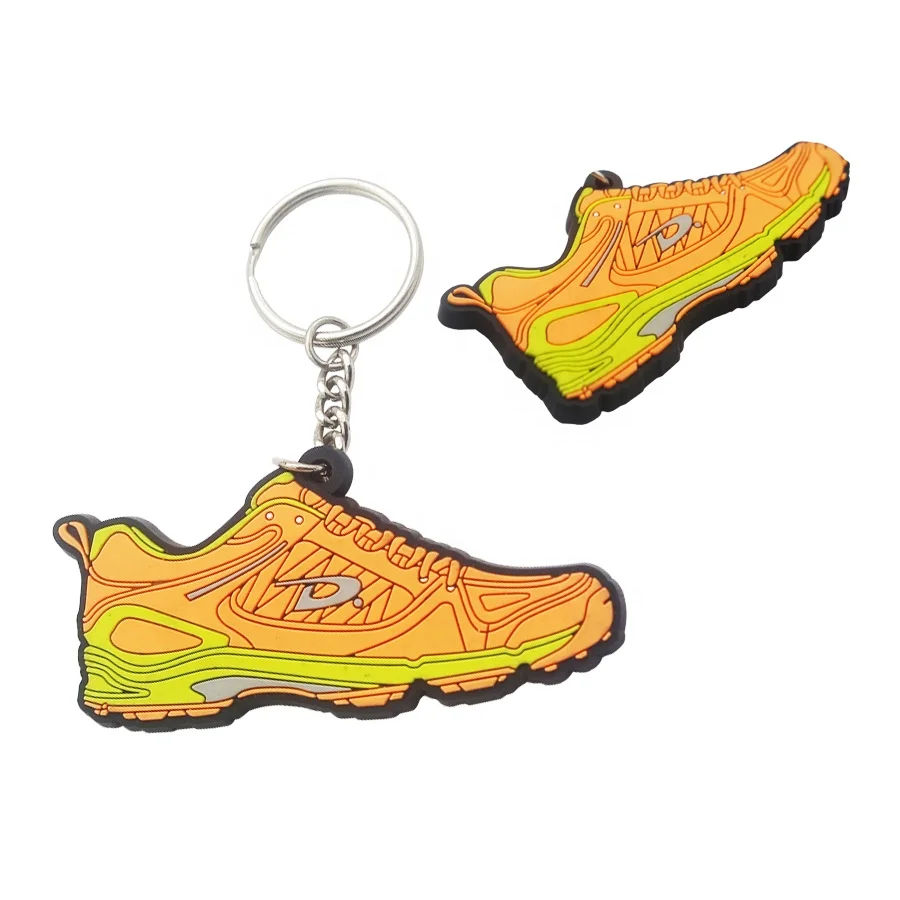 Wholesales custom 3D make your own pink sneaker PVC shoe rubber keychain