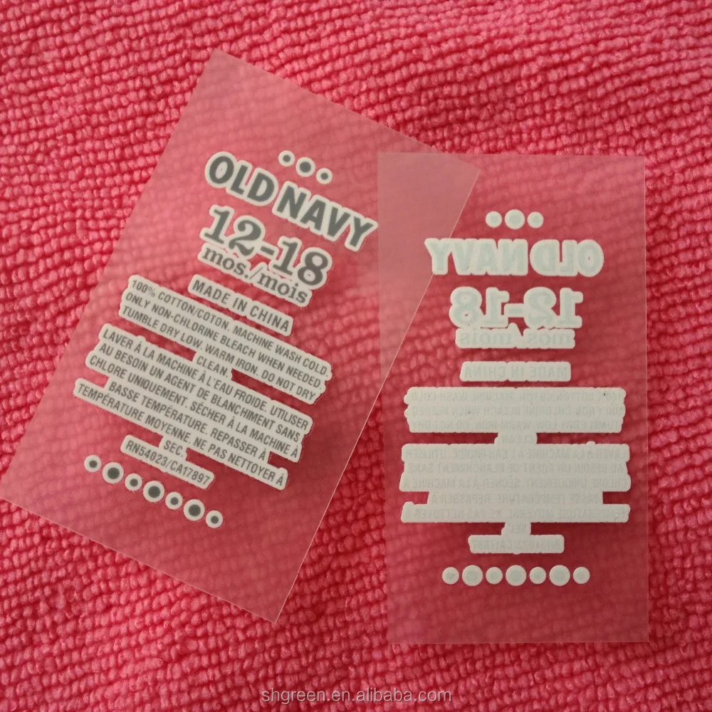 PET film washing care heat seal,tagless heat transfer sticker for textile