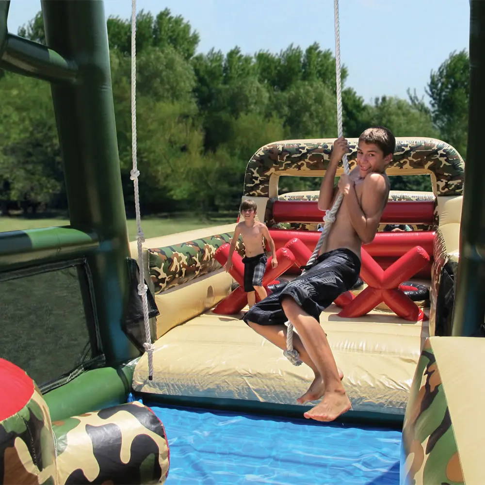 
24m long adults boot camp military inflatable obstacle course with 3 parts from Guangzhou Inflatable factory 