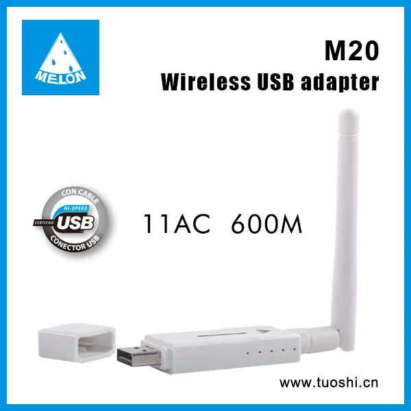 802.11 AC / а / б / г / л USB адаптер WiFi 600 Мбит, двухдиапазонный 2.4G / 5.8G Дыня M20