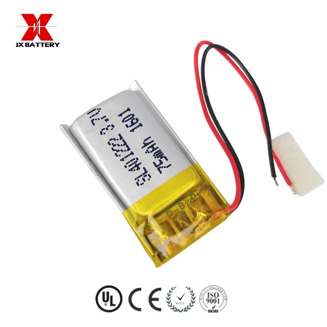 Rechargeable Lithium li polymer battery 3.7v 75mah 401222