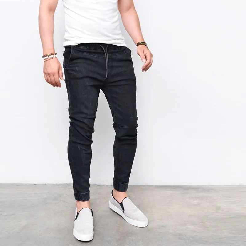 100% Cotton Blue Jeans For Man High Waist Harem Men Jeans Plus Size Black Man jeans Denim Pants
