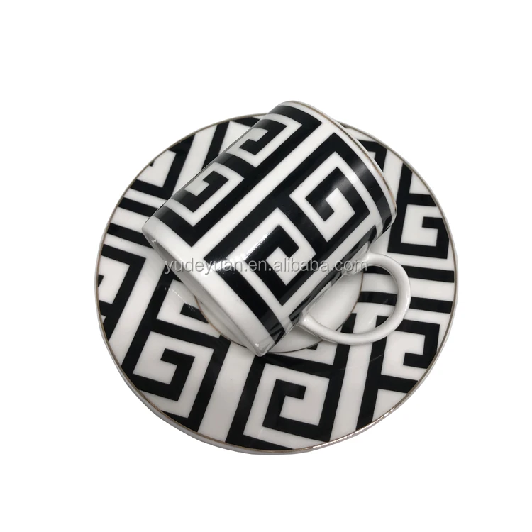 custom design modern classic pattern 90cc fine bone china coffee cup and saucer