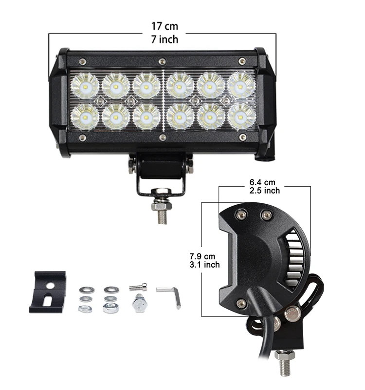 3D Reflect 7 inch 36W 4X4 Off Road Truck Boat Off-Road SUV ATV Tractor LED Bar Light
