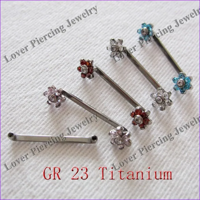 [DA-680A] Internally With Flower Design Surface Flat Bar Gr23 Titanium Dermal Anchor Body Piercing Jewelry ASTM F136 Titanium