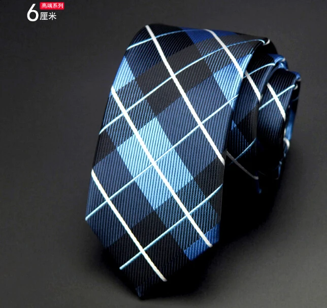 
S11265A High quality Korean style Custom Mens Skinny Checks Silk tie 