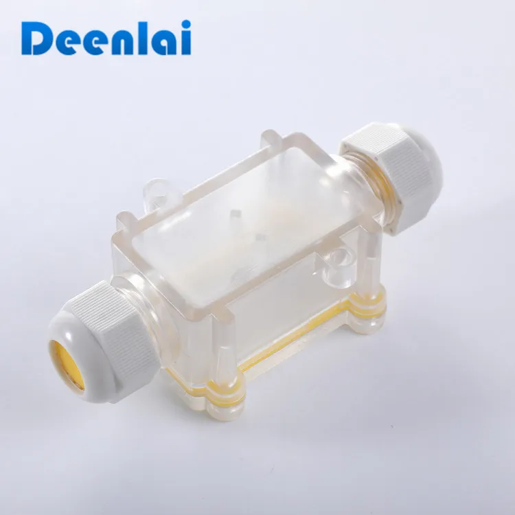 2 way IP68 outdoor electronic plastic transparent terminal waterproof cable junction box with cover