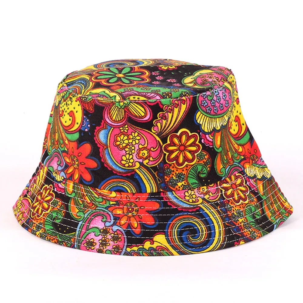 
Women Cotton Summer funny cheap Bucket Hat for Women floral printing Bucket Hats 