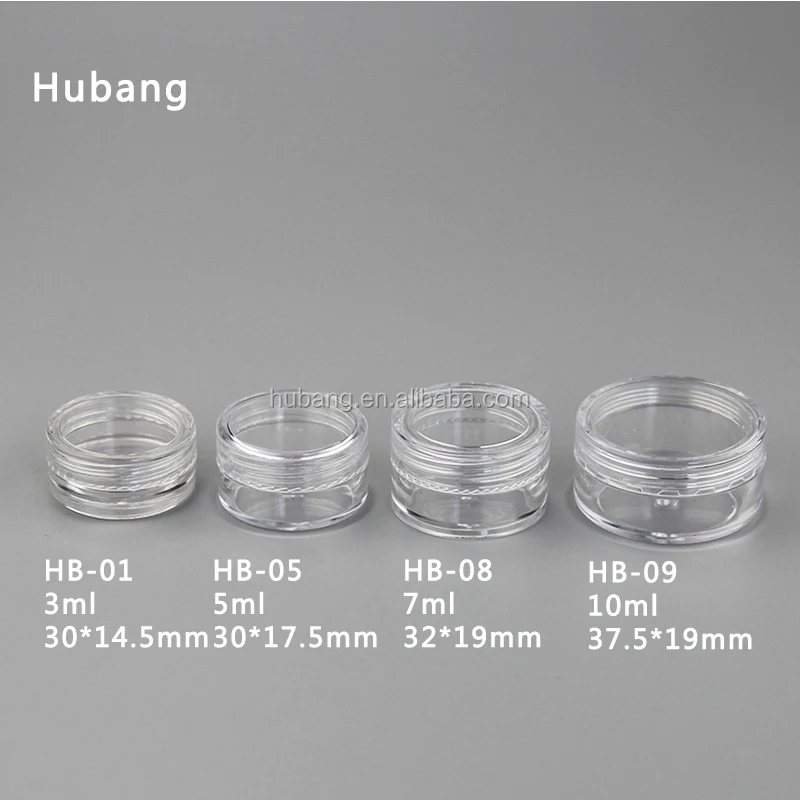 Hot sale round 3 g, 5 ml, 7 gram, 10 ml PS empty plastic emty cosmetic plastic jars