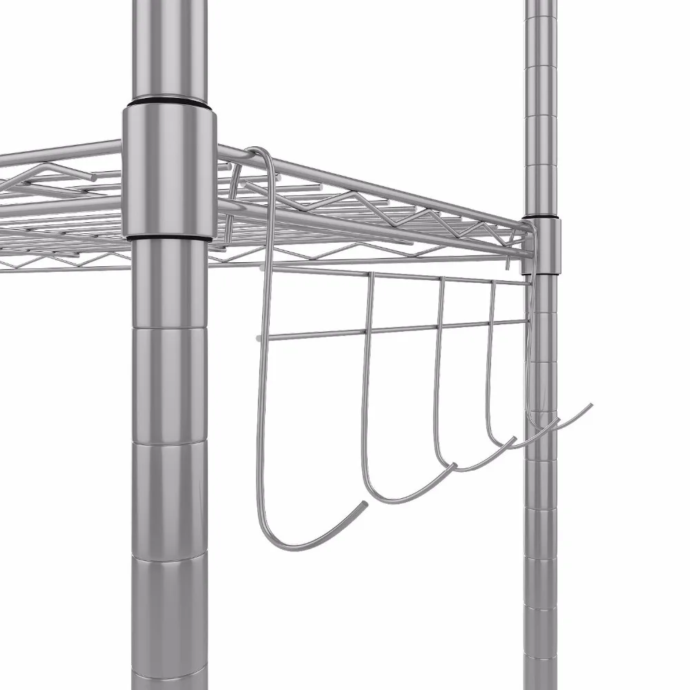 5 Tier Metal  Wire Shelving storage Rack Adjustable Heavy Duty Steel Shelf Black