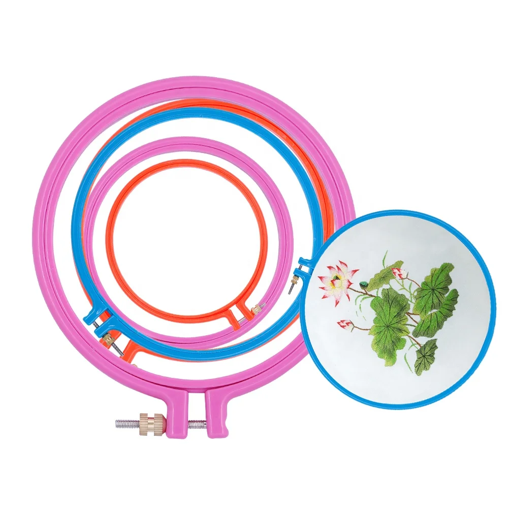 
SKC Cross Stitch Craft DIY Tool Adjustable Embroidery Hoop Handhold Circle Embroidery Plastic Frame Hoop 