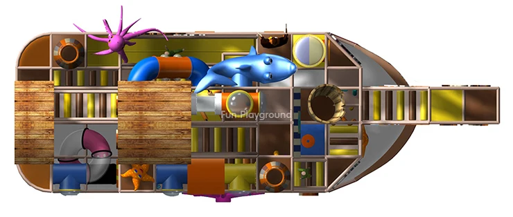 
Pirate Jungle Theme Amusement Commercial Child Indoor Plastic Slide Bounce Trampolines for Kids Playground 