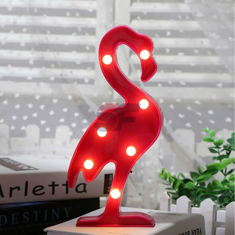 Hot Selling LED Plastic Pink Flamingos Model Lamp Decorate Creative Pendant Led Night Light Kids Room