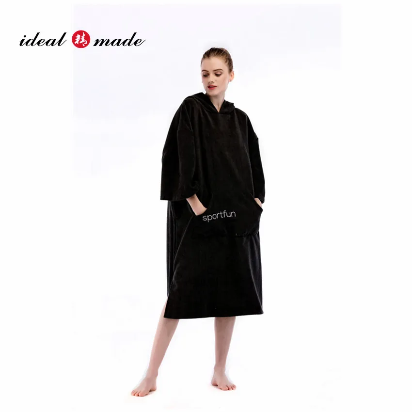 
Микрофибра логотип вышивка пляж и Спорт на открытом воздухе Стандартный взрослый Размер балахон банный Халат 