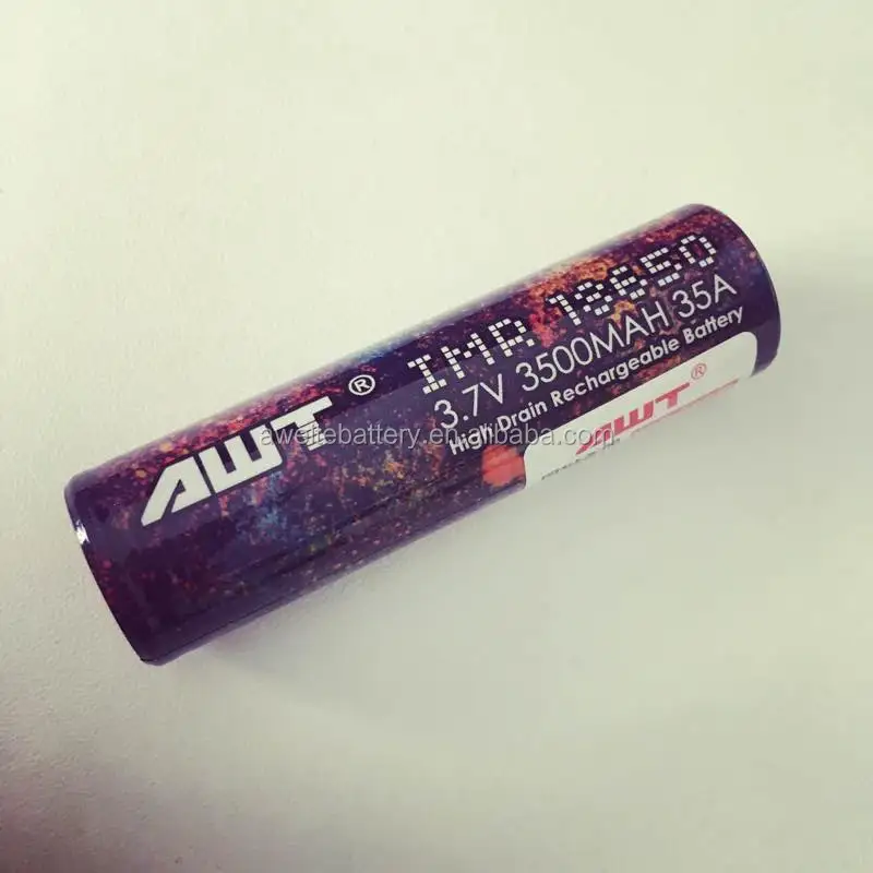 New looking  red battery for box 18650 battery ,AWT 18650 35a 3500mAh battery philippines revolver mech