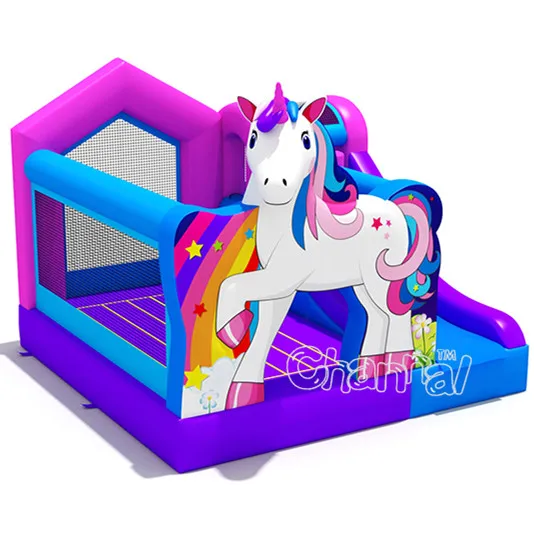 Commercial unicorn bounce house slide obstacle bouncer jumper  warehouse popular inflatable jumping castle  Combo