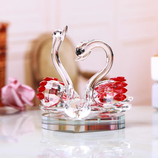 Beautiful Crystal Couple Swan Decoration for Wedding Anniversary Lovers Gift