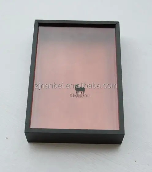 Custom logo painted color wooden shirt gift box transparent lid boxes