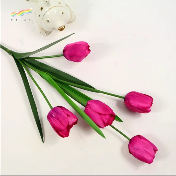 Artificial parrot tulip blue tulip flower plastic tulip flowers decoration wholesale