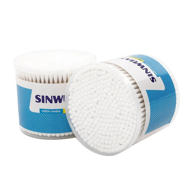S300PA 300 pcs round box cleaning paper stick sterile disposable cotton swabs