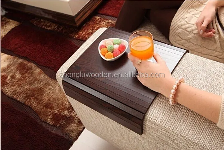 CXZL 17052 Wooden Sofa Arm Clip on Snack Table Wood Chair Armrest Tray
