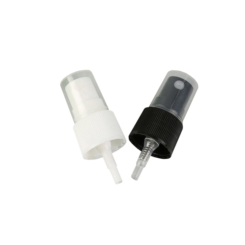 Black and white double color perfume mist sprayer, fine mist spray with a ribbed pattern.