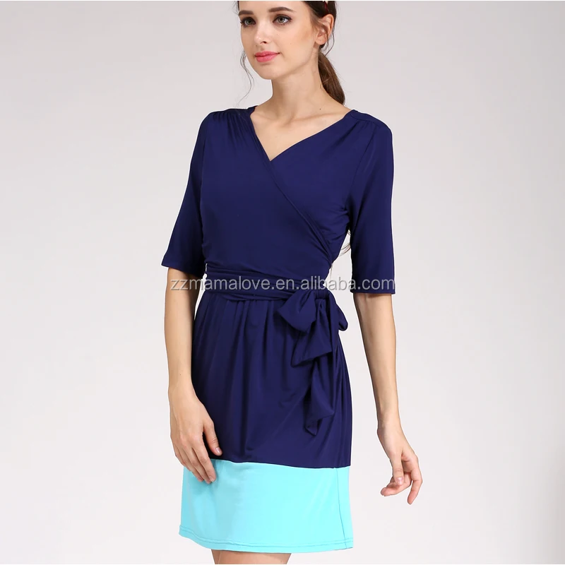 Emotion Moms OEM Maternity Clothes Nursing Dress for Pregnant Women Soft Jersey Patchwork Fabric
