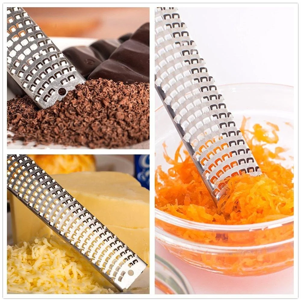sharp Stainless Steel Citrus Lemon Zester & Cheese Grater Razor with Protective Cover, Dishwasher Safe