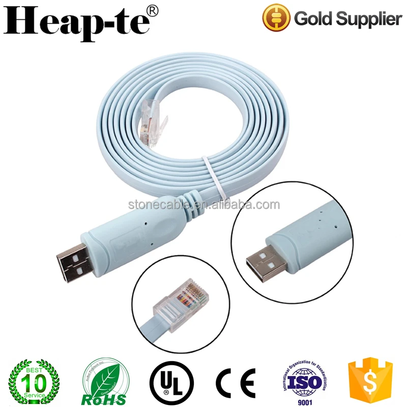 6FT FTDI FT232R USB 2.0 Male To Serial RJ45 Male Console Cable Support For Windows MAC Linux
