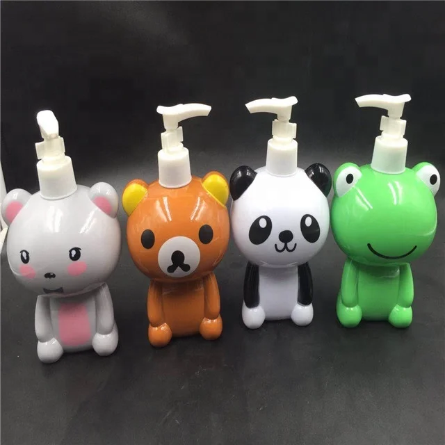 Animal type cartoon plastic lotion bottle with pump spray for shampoo or cleaning and washing
