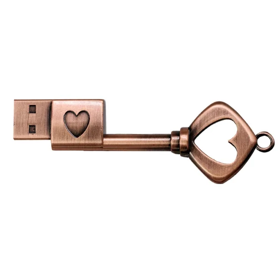 Classical Metal key heart shape usb flash drive metal memory key usb gift usb stick