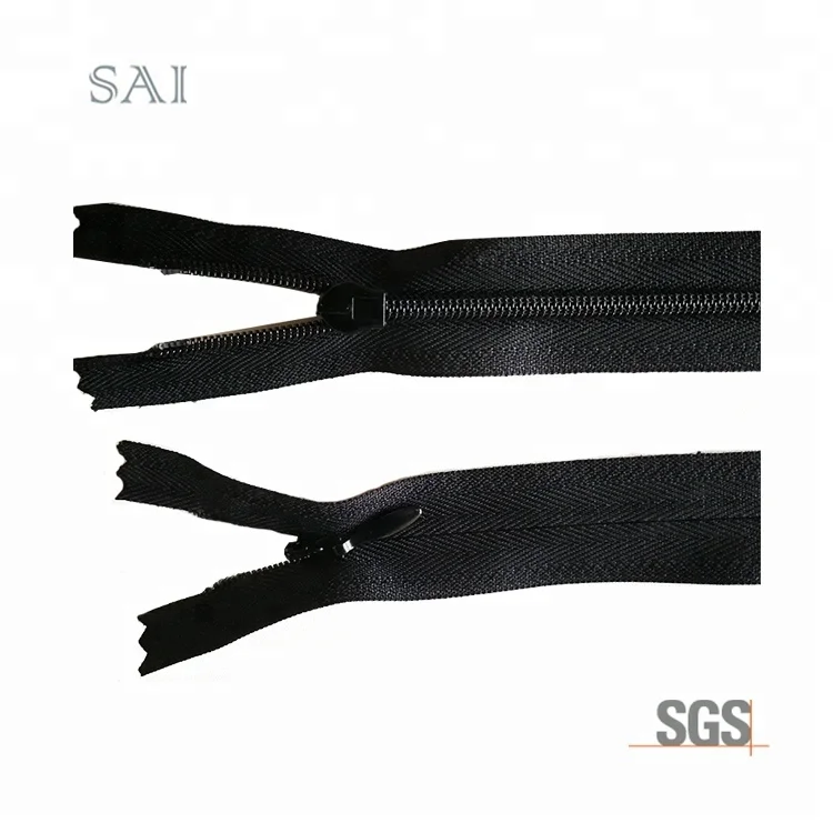 3# decorative slider/puller auto lock zipper closed end  Invisible nylon zipper