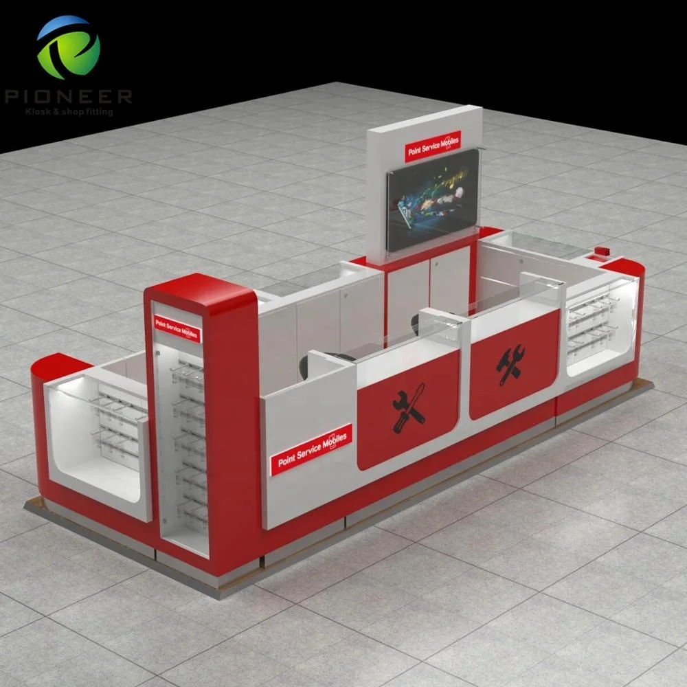 
French Save Phone Kiosk Brand Design Mobile Shop Counter Mall Cell Phone Accessary Kiosk 