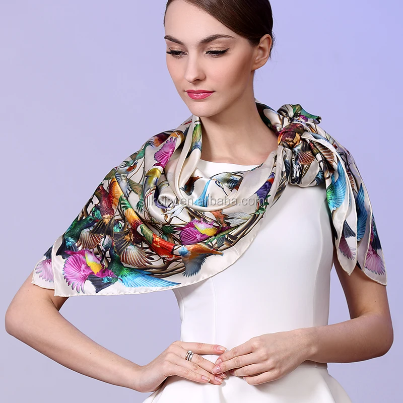 Factory No MOQ Custom Scarf 100% Silk Digital Print Scarf