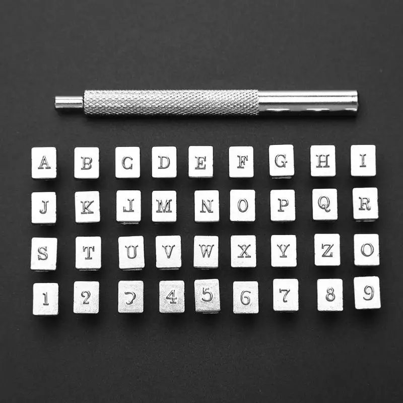 36Pcs Alphabet Letter Leather Stamper Set 3mm/6mm Steel Punch Metal Leather Punching Tools for DIY Leather Craft Tools
