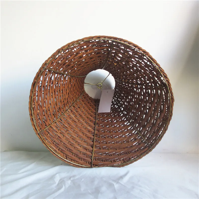Chinese woven rural style lampshade six-colum bamboo table lamps, crimp surface light design