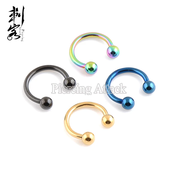Titanium Anodized Circular Barbells Horseshoes Body Piercing Jewelry