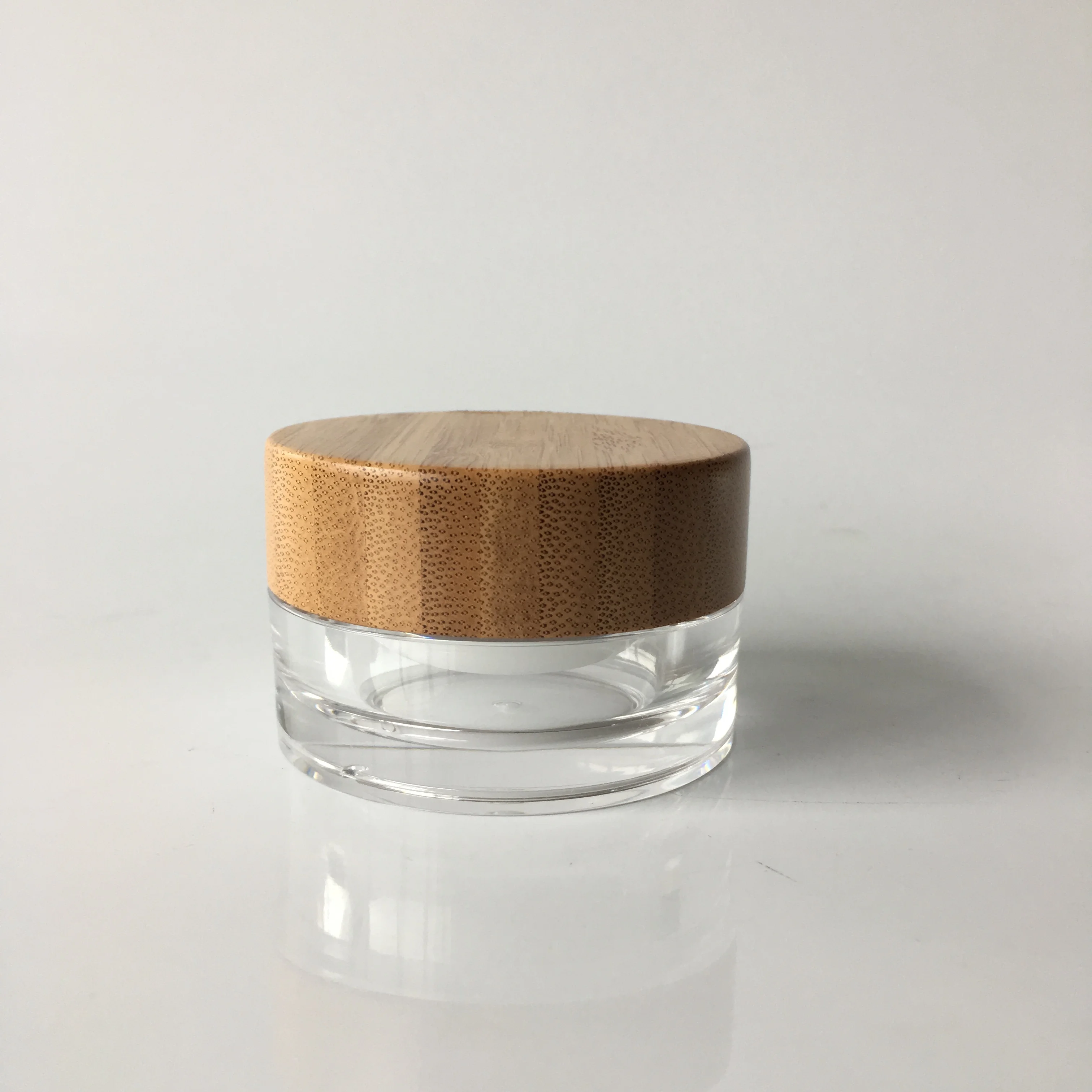 
cosmetic packaging luxury 30g bamboo lid cosmetic jar 0.5 oz eye cream plastic jar 50ml acrylic jar 