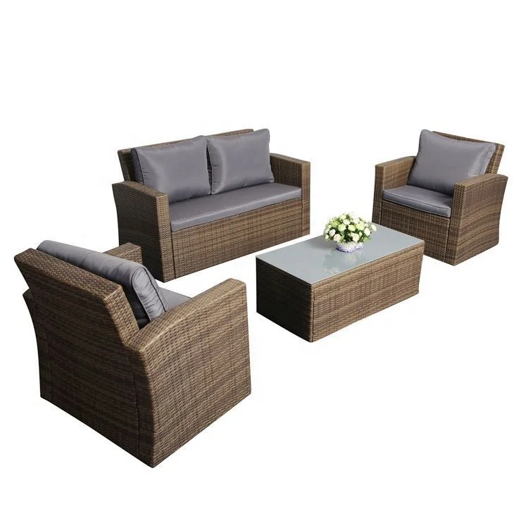 Yinzhou Living Outdoor Commercial Garden Furniture Rattan Sofa Set Outdoor Rattan Furniture