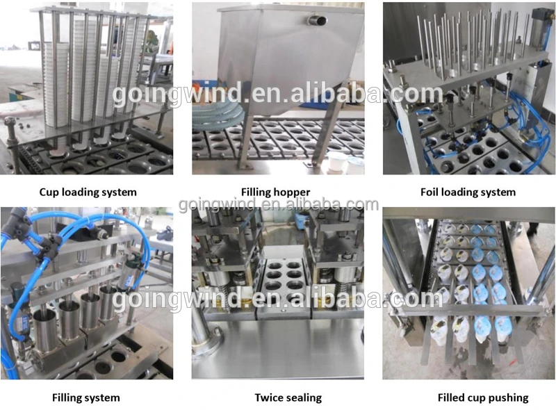 Automatic 2 head cup filling sealing machines auto plastic cups water jelly jam yogurt packaging machine cheap price for sale