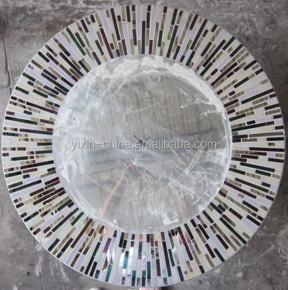 YIXIN high quality Exquisite Crackle Square Shape Mosaic Glass Mirror Glass Bathroom Mirror cosmetic mirror Glass