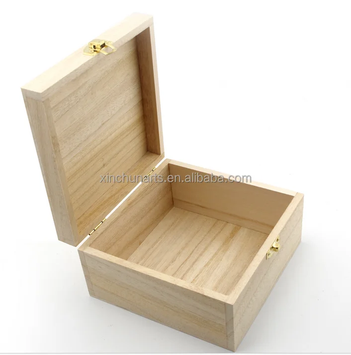 small wood packakging box with hinge lid