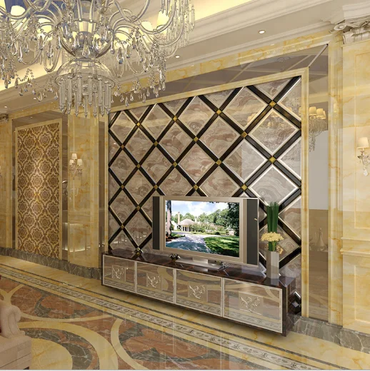 Rhombus clear Golden Silver Tinted Spell Mirror Glass Living Room Dining Room Background Decorative Wall Mirror