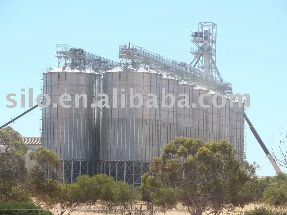 grain storage steel silos with cone/hopper bottom used for flour mill