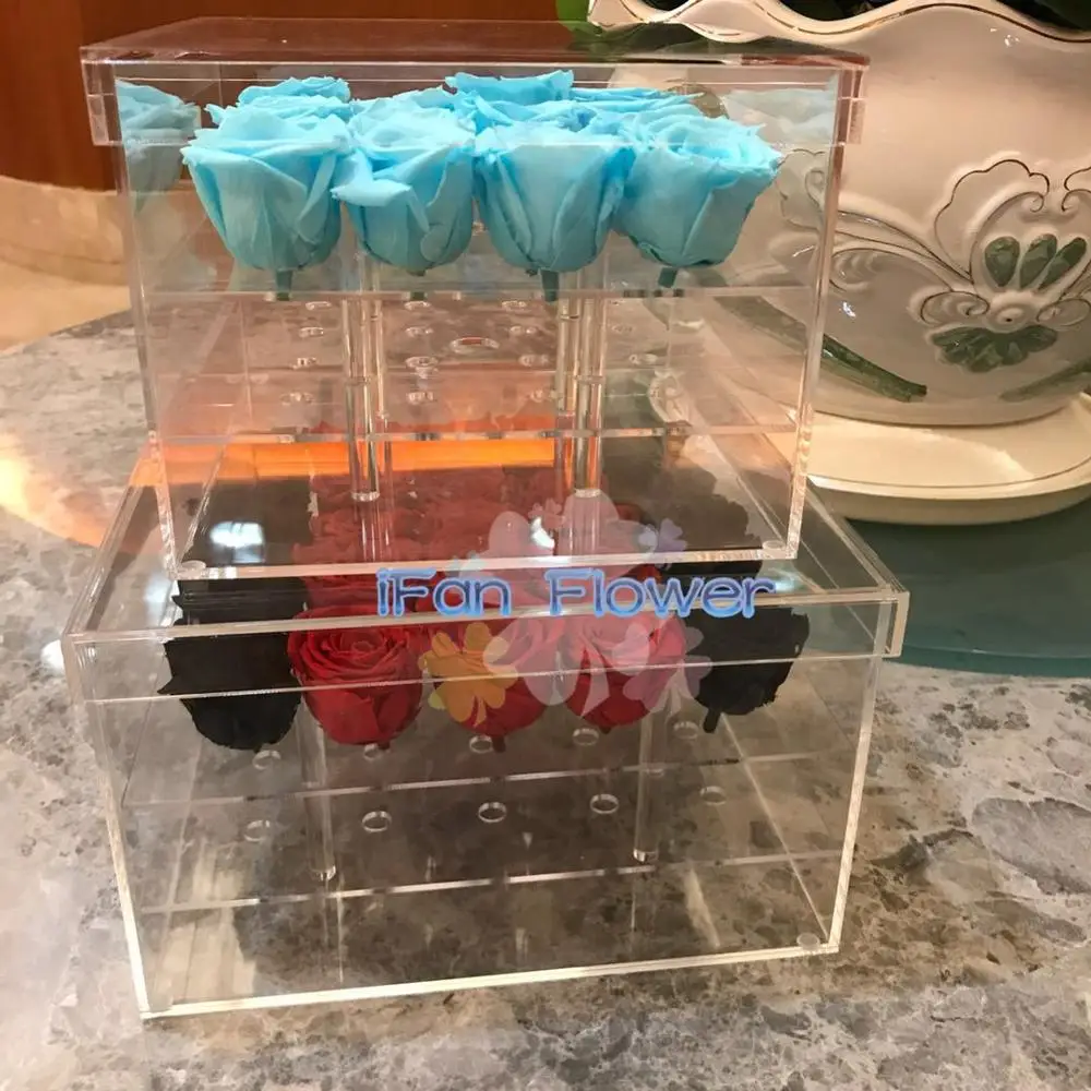 Eternal flower box preserved rose eternal life flower acrylic box wholesale