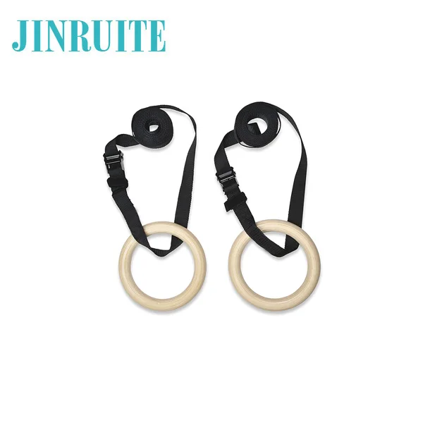 
Wholesale Wooden Gymnastic Rings for Pull Up Training with Adjustable Strap 