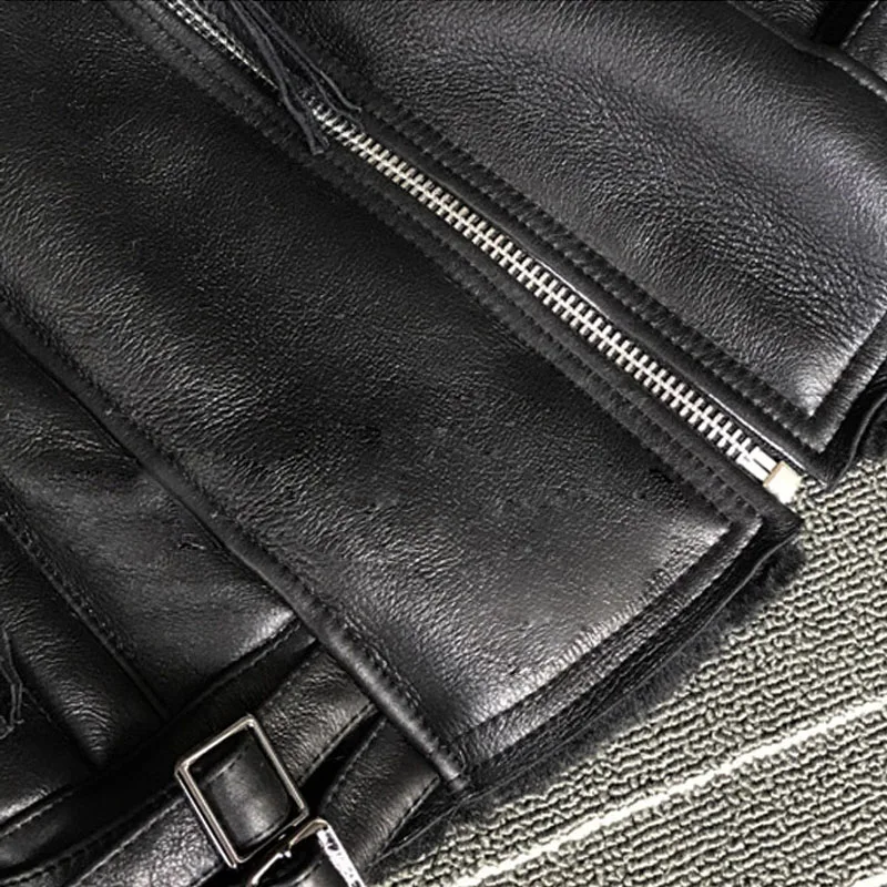 Women luxury leather jackets real fox raccoon fur overcoat big fur collar winter jackets