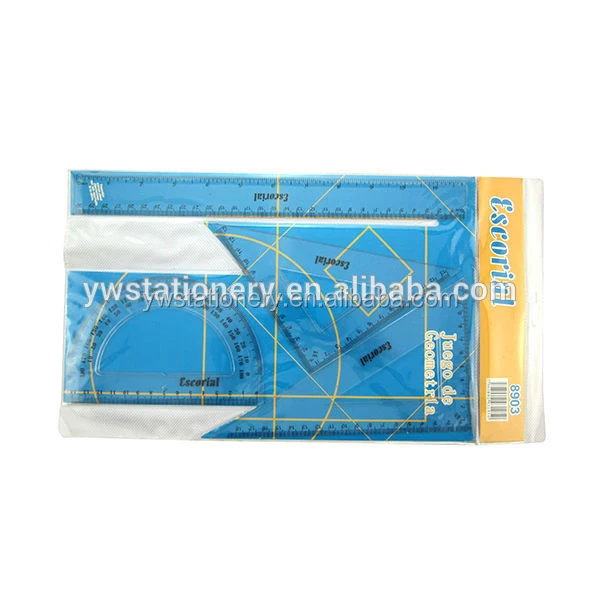 RS30196 4pcs Maths Set Ruler Protractor Set Squares